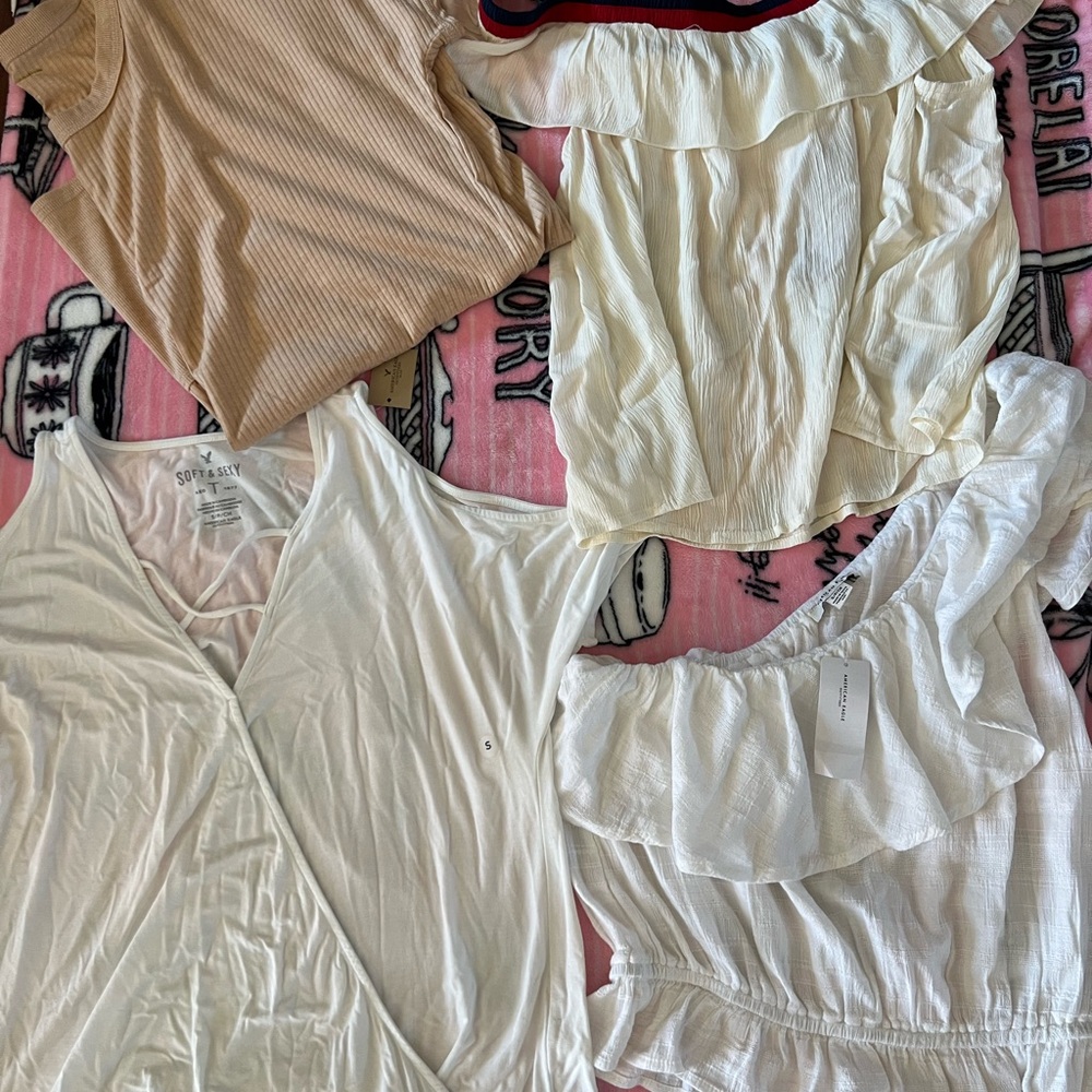 American Eagle Outfitters Women's Tops - Cream and Tan